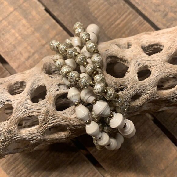 NWT 31 Bits Gold/Cream Multi Strand Bracelet - Picture 5 of 6